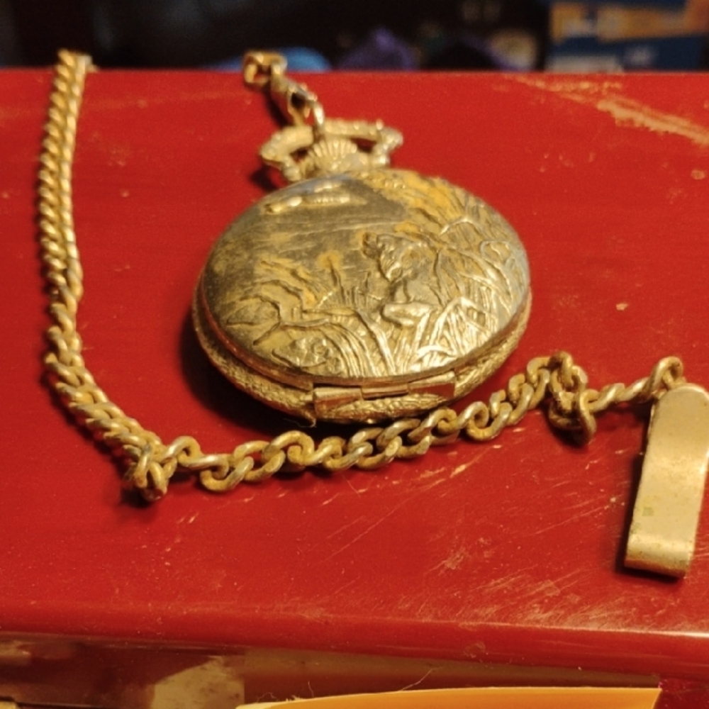 Antique Silver Pocket Watch With Chain And Pocket Clip